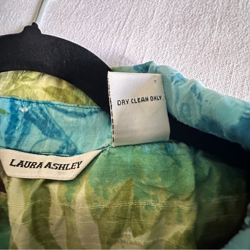 Vintage Laura Ashley Jacket Womens XL Floral Silk Embroidered Button Front Lined - Picture 8 of 9